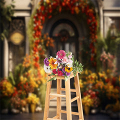 Aperturee - Colorful Flower Door Sunshine Spring Photo Backdrop