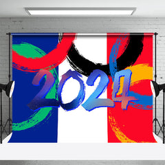 Aperturee - Colorful French Flag Paris 2024 Olympic Rings Backdrop