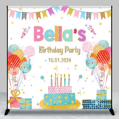 Aperturee - Colorful Gift Balloon Cake Custom Birthday Backdrop