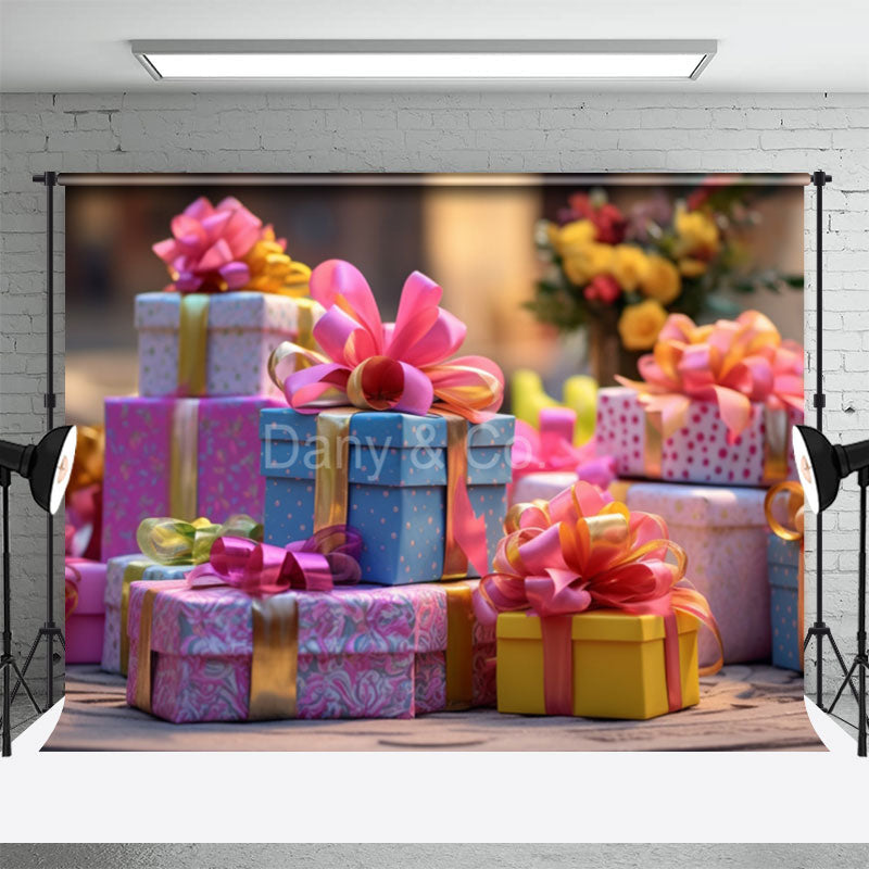 Aperturee - Colorful Gifts Birthday Backdrop For Photogeaphy