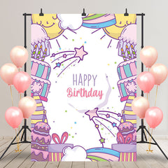 Aperturee - Colorful Gifts Sun Cake Star Happy Birthday Backdrop