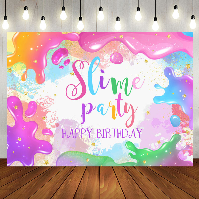 Aperturee - Colorful Glitter Slime Party Happy Birthday Backdrop