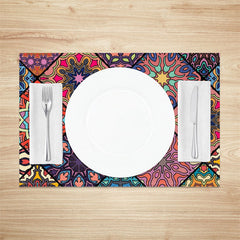 Aperturee - Colorful Gorgeous Vintage Plaid Set Of 4 Placemats