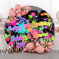 Aperturee - Colorful Graffiti Plaid Round 16th Birthday Backdrop