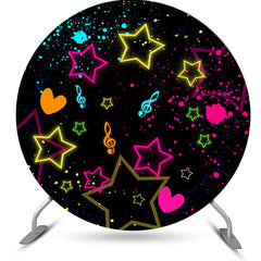 Aperturee - Colorful Graffiti Star Round Black Birthday Backdrop Kit