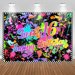 Aperturee - Colorful Graffiti Sweet 16 Happy Birthday Backdrop