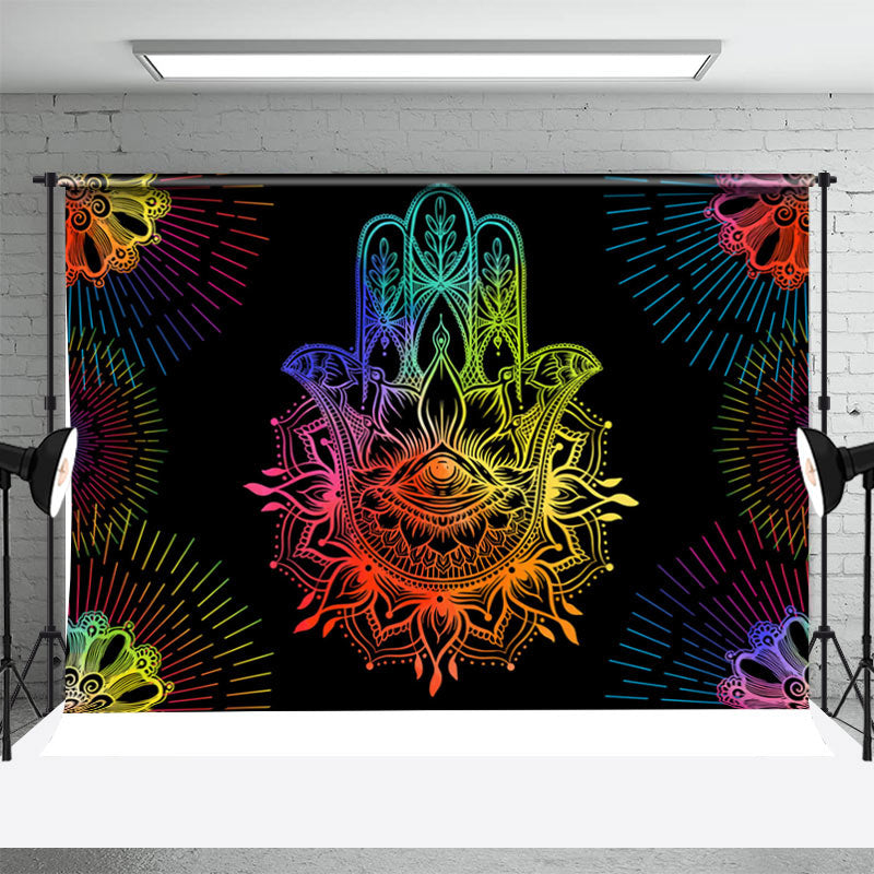 Aperturee - Colorful Hand Feather Tattoo Design Dance Backdrop