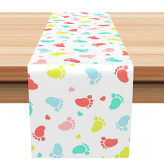 Aperturee - Colorful Heart Footprints Repeat Dining Table Runner