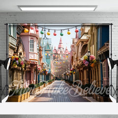 Aperturee - Colorful House Floral Light Street Easter Backdrop