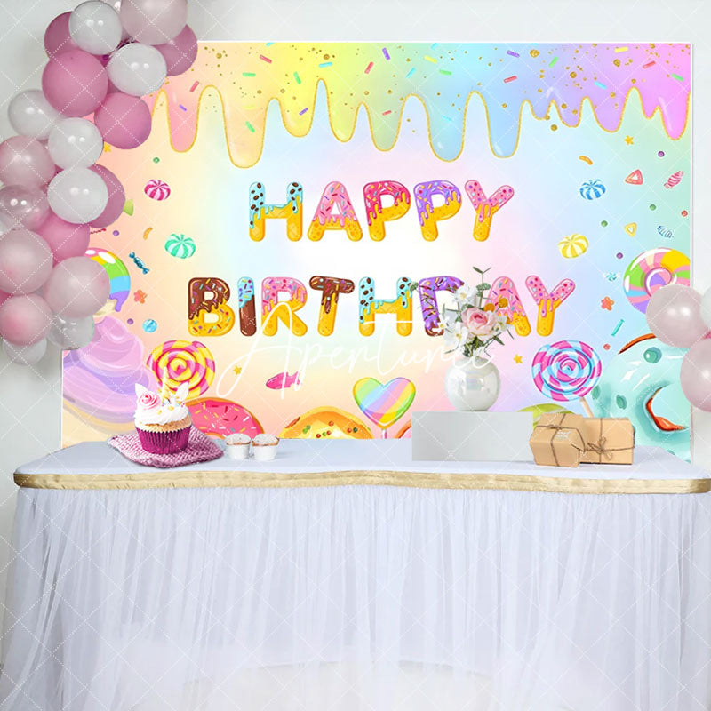 Aperturee - Colorful Ice Cream Donut Candyland Birthday Backdrop