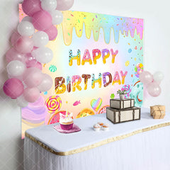 Aperturee - Colorful Ice Cream Donut Candyland Birthday Backdrop