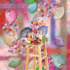 Aperturee - Colorful Leaves Glitter Birthday Cake Smash Backdrop