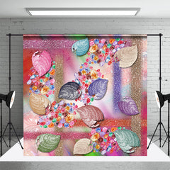 Aperturee - Colorful Leaves Glitter Birthday Cake Smash Backdrop