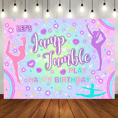 Aperturee - Colorful Lets Jump Jumble Happy Birthday Backdrop