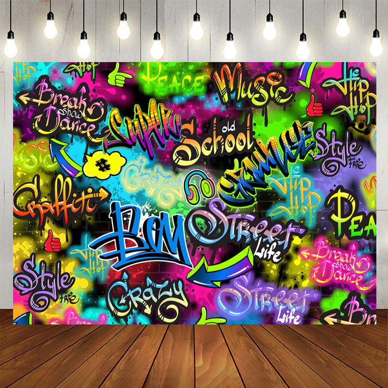 Aperturee - Colorful Letter And Graffiti Wall Backdrop For Party