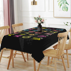 Aperturee - Colorful Letter Cool Black Rectangle Tablecloth