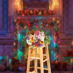 Aperturee - Colorful Light Gifts Retro Wall Christmas Backdrop