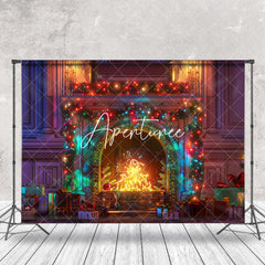 Aperturee - Colorful Light Gifts Retro Wall Christmas Backdrop