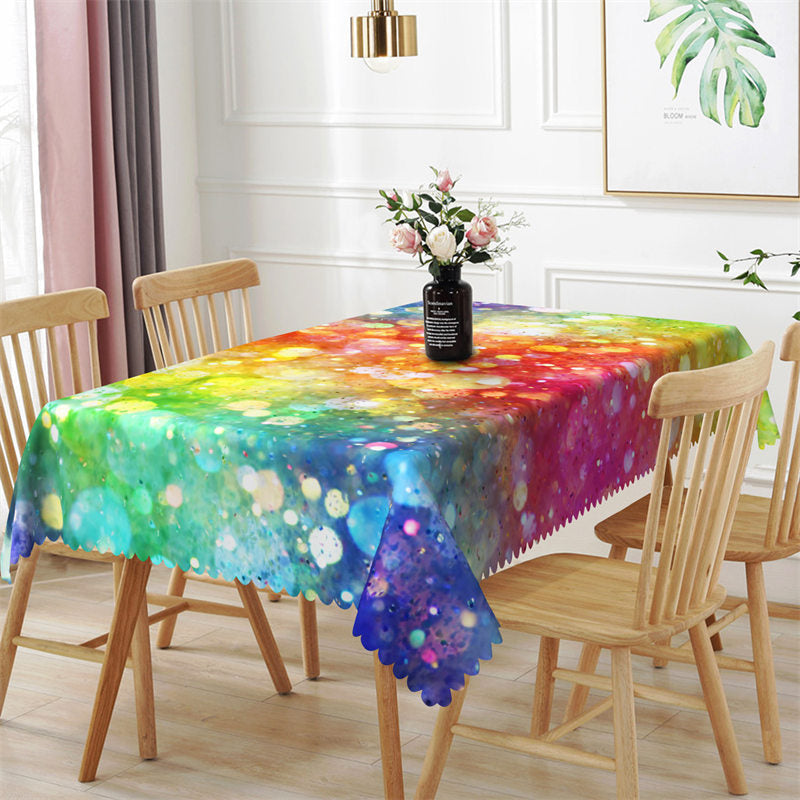 Aperturee - Colorful Light Spots Bokeh Rectangle Tablecloth