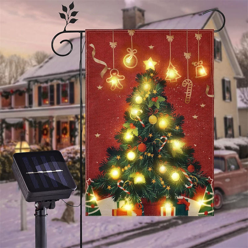 Aperturee - Colorful Lighted Christmas Tree Red Garden Flag