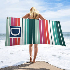 Aperturee - Colorful Mexican Stripe Initials Custom Beach Towel