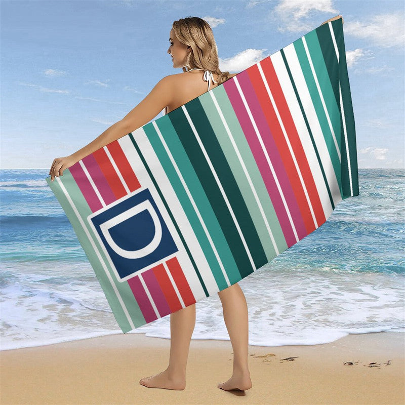 Aperturee - Colorful Mexican Stripe Initials Custom Beach Towel