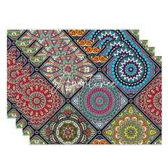 Aperturee - Colorful Mysterious Tribal Plaid Set Of 4 Placemats