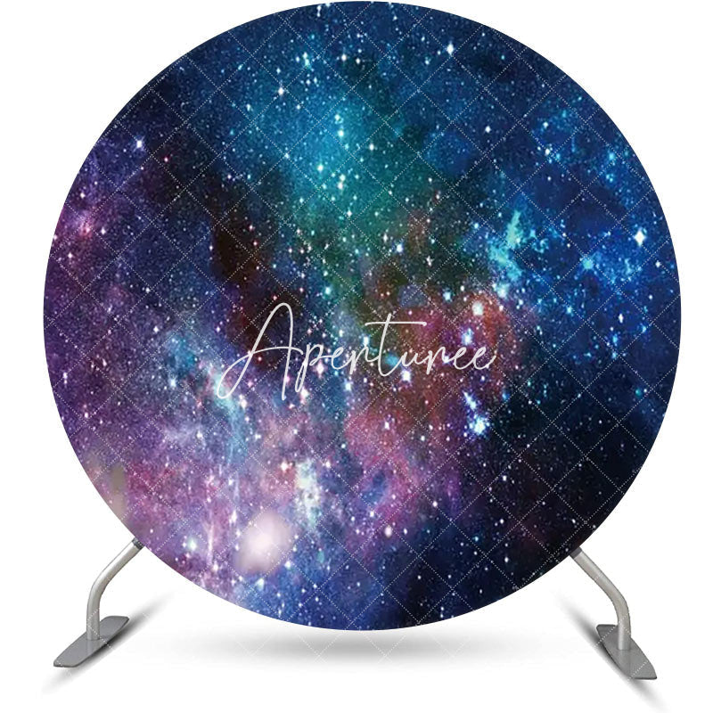 Aperturee - Colorful Mysterious Universe Round Birthday Backdrop