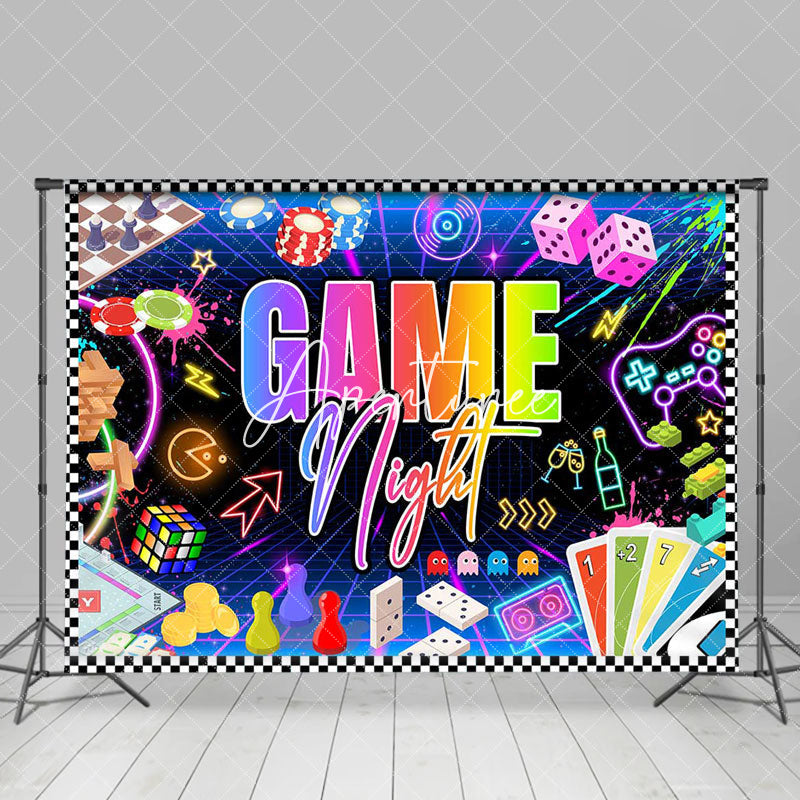 Aperturee - Colorful Neon Game Night Backdrop For Dance Party