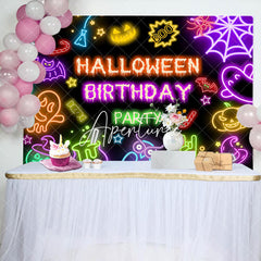 Aperturee - Colorful Neon Halloween Backdrop For Birthday Party