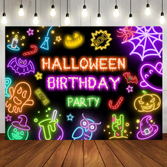 Aperturee - Colorful Neon Halloween Backdrop For Birthday Party