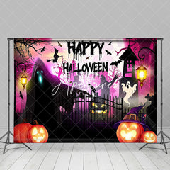 Aperturee - Colorful Night Pumpkins Ghosts Halloween Backdrop