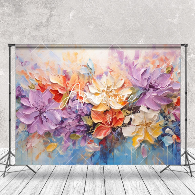 Aperturee - Colorful Oil Painting Floral Photo Booth Backdrop