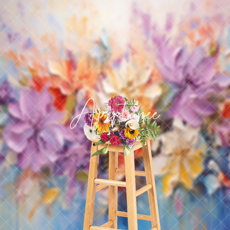 Aperturee - Colorful Oil Painting Floral Photo Booth Backdrop