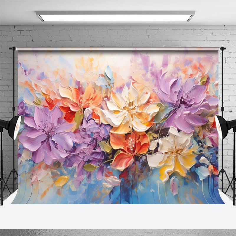 Aperturee - Colorful Oil Painting Floral Photo Booth Backdrop