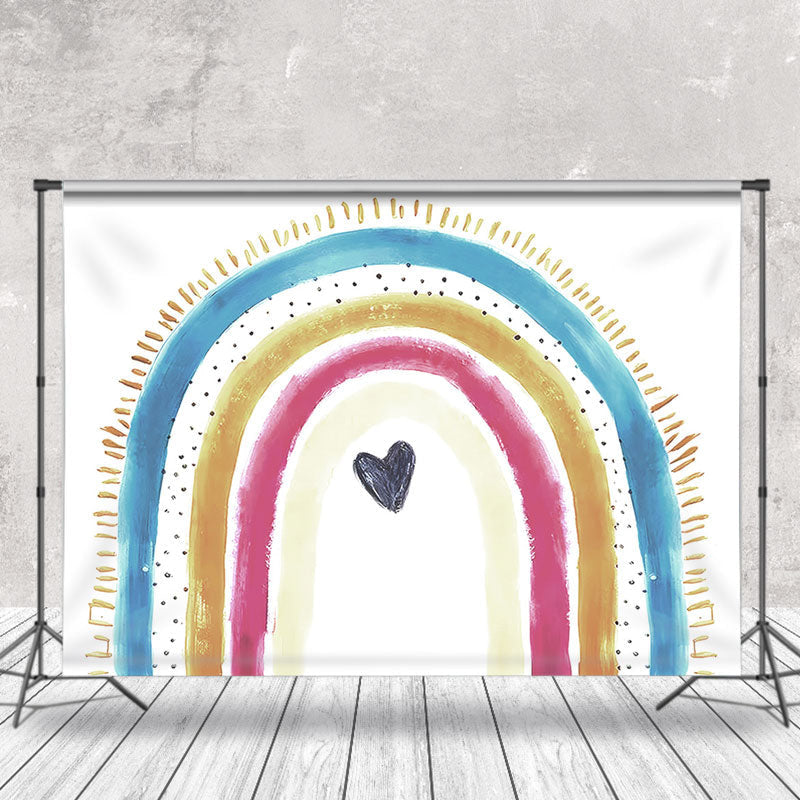 Aperturee - Colorful Paint Rainbow Birthday Cake Smash Backdrop