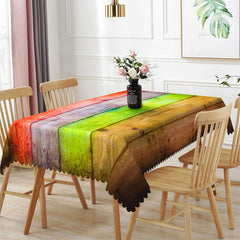 Aperturee - Colorful Paint Wooden Texture Rectangle Tablecloth