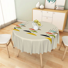 Aperturee - Colorful Pattern Lines Dots Simple Round Tablecloth