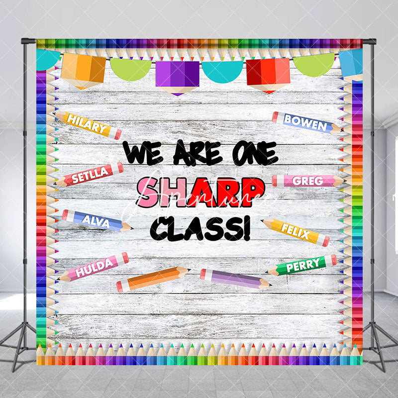 Aperturee - Colorful Pencil One Sharp Class Custom Name Backdrop