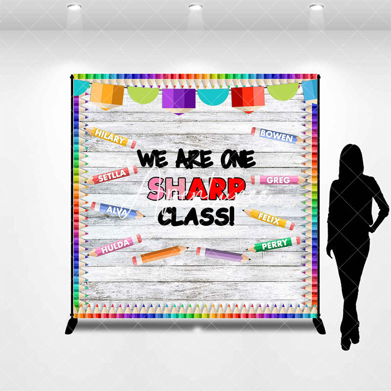 Aperturee - Colorful Pencil One Sharp Class Custom Name Backdrop