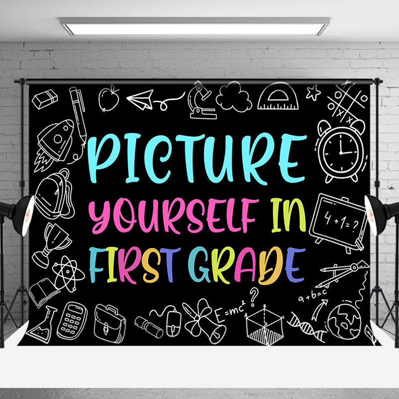 Aperturee - Colorful Picture Yourself In First Grade Backdrop