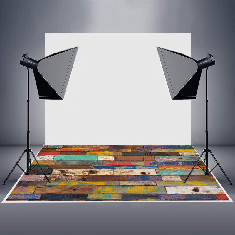 Aperturee - Colorful Pigment Old Brown Wood Rubber Floor Mat