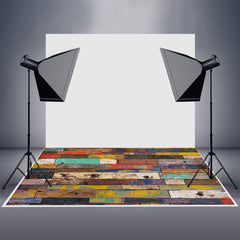 Aperturee - Colorful Pigment Old Brown Wood Rubber Floor Mat