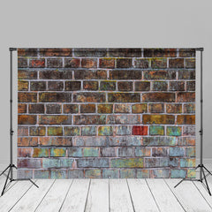 Aperturee - Colorful Pigment Vintage Brick Wall Photos Backdrop