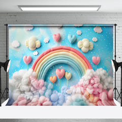 Aperturee - Colorful Plush Rainbow Heart Cake Smash Backdrop