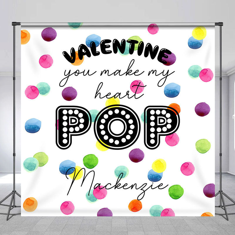 Aperturee - Colorful Pop It Custom Name Valentines Day Backdrop