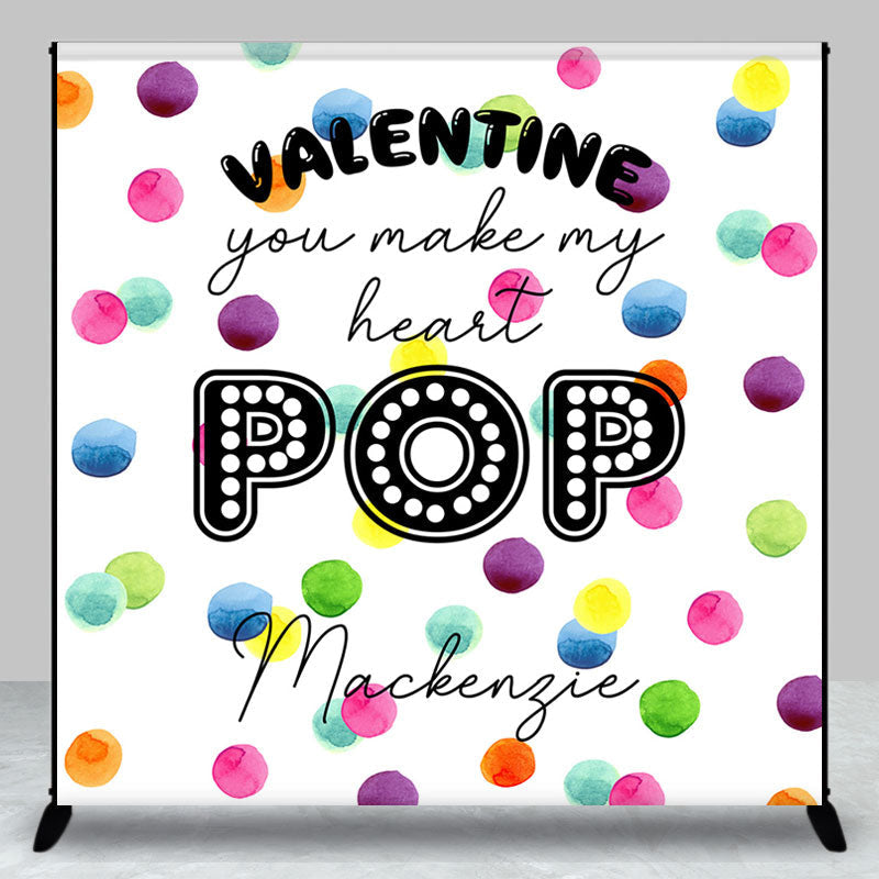 Aperturee - Colorful Pop It Custom Name Valentines Day Backdrop