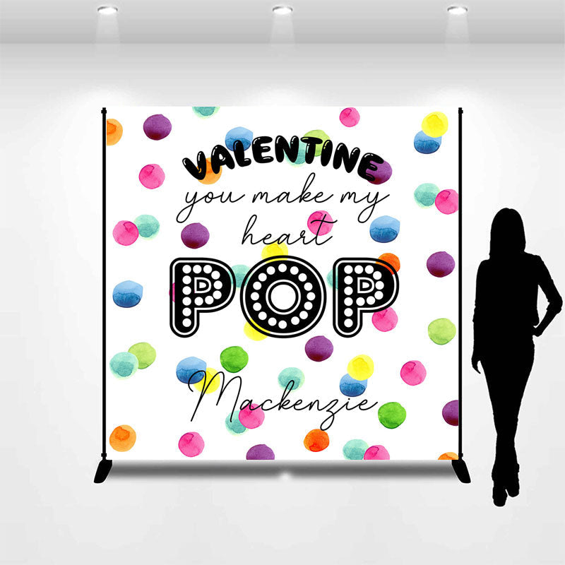 Aperturee - Colorful Pop It Custom Name Valentines Day Backdrop