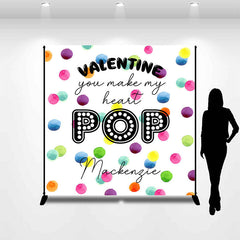 Aperturee - Colorful Pop It Custom Name Valentines Day Backdrop