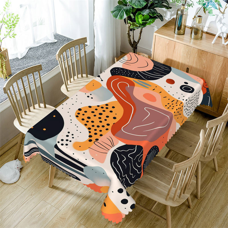 Aperturee - Colorful Prints Lines Abstract Rectangle Tablecloth